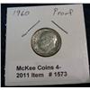 1573. 1960P Roosevelt Dime. Proof.