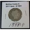 1581. 1898P Barber Quarter. G.