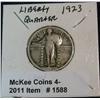 Image 1 : 1588. 1923P Standing Liberty Quarter. VG. Partial Date.