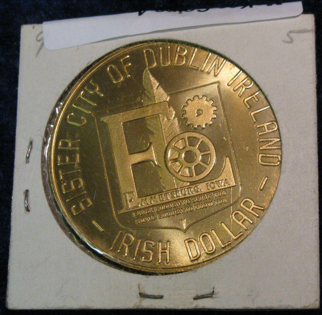 1607 1970 Emmetsburg Ia Irish Dollar Brass 39mm 1607 1970 Emmetsburg Ia Irish Dollar Brass 39mm