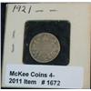 1672. 1921 Canada Silver Dime. G-4.