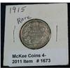 1673. 1915 Canada Silver Quarter. EF.
