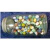 Image 1 : 1773. Balls Mason Quart Jar with large group of Marbles.
