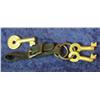 1808. (3) Large Brass Railroad Lock Keys on a Leather