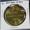 Image 1 : 1872. 1885-1985 Hawkeye, Iowa Centennial Medal. Brass. With loop. BU.