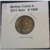 Image 1 : 1986. 1945 P Lincoln Cent Mint Error with cud at K6-7.