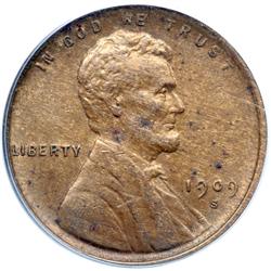 1909-S Lincoln 1C. S Over Horiz S