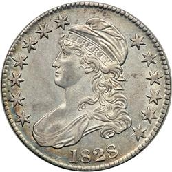 1828 Bust 50C. Sq Base 2, Sm 8's, Lg Letters