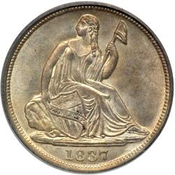 1837 Liberty Seated H10C. No Stars, Lg Date