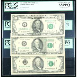 1977 $100 Federal Reserve Notes Three Consecutive Error