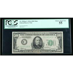 1934-A, $500 Federal Reserve Note. Mule. PCGS 55