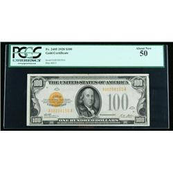 1928, $100 Gold Certificate. PCGS About New 50