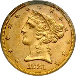1881 $5 Liberty