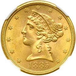1885-S $5 Liberty NGC MS65