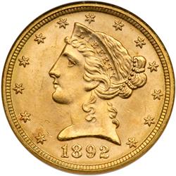 1892 $5 Liberty NGC MS65