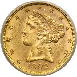 1892-S $5 Liberty