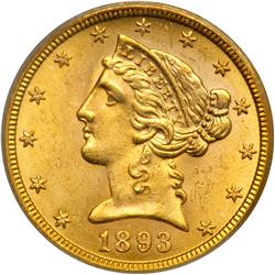 1893-S $5 Liberty PCGS MS63