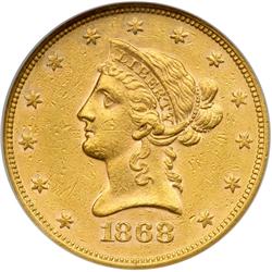 1868 $10 Liberty NGC AU58