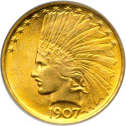 1907 $10 Indian. No Periods