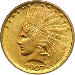 1907 $10 Indian. No Periods
