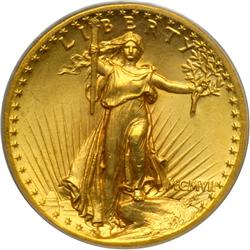 1907 $20 St. Gaudens. High Relief, Flat Rim