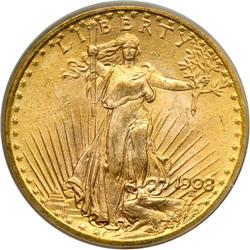 1908 $20 St. Gaudens. No Motto
