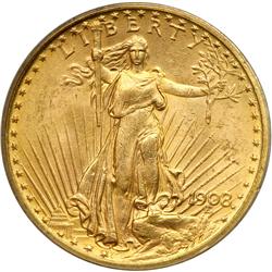 1908 $20 St. Gaudens. No Motto
