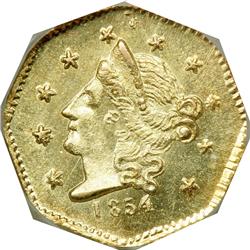 1854 Half Dollar Octagonal. Breen and Gillio-306. Rarity 4. NGC MS63