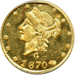 1870 Quarter Dollar Round. Breen and Gillio-835. Rarity 3. NGC MS63