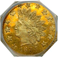 1874 Half Dollar Octagonal. PCGS MS64