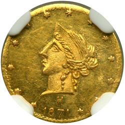 1871 Half Dollar Round. Breen and Gillio-1043. Low Rarity 7. NGC MS61