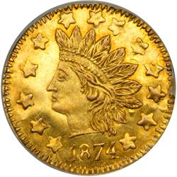 1874 Half Dollar Round. Breen and Gillio-1053. High Rarity 5. NGC MS62