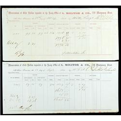 Two Memorandums of Gold Bullion- Molitor& Co.-Assayers