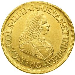 1020- Colombia. 8 Escudos, 1769/7 PN-J (Popayan)