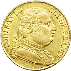 France. 20 Francs, 1815-R (London). NGC AU55