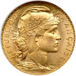 France. 20 Francs, 1908. NGC MS66