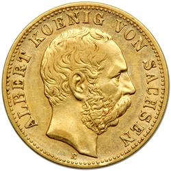 German States - Saxony. 10 Marks, 1881-E. VF