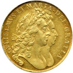 Great Britain. 5 Guineas, 1691. NGC AU58