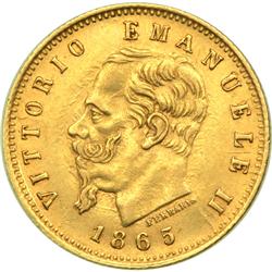Italy. 5 Lire, 1865-T. NGC AU58