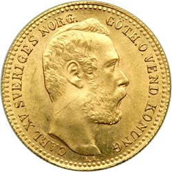 Sweden. 1 Carolin - 10 Francs, 1868. NGC UNC