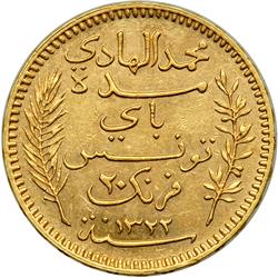 Tunisia. 20 Francs, 1904-A. EF