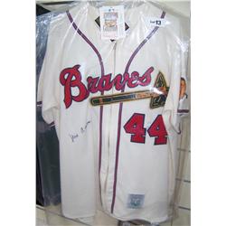 Hank Aaron Signed Atlanta Braves Jersey.