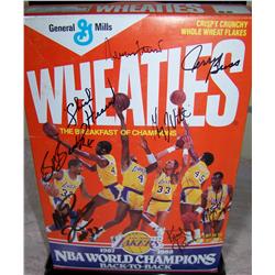 1987-88 LA Lakers Team Signed Wheaties Box.