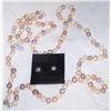 Image 1 : Genuine Hand Knotted 46" Pearl Necklace and Earring Set. (8-9mm)