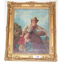 Antique Oil on Canvas Painting. English School Early 19th C 17.25T x 13 W