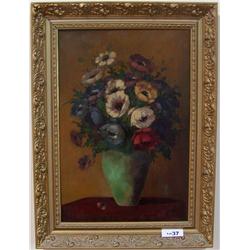 R. Mason signed lower right. Framed Antique/ Vintage Oil on canvas painting 23T x15W