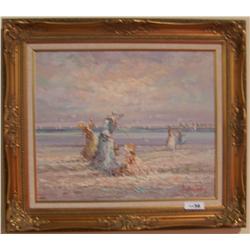 Oil on Canvas Impressionist style painting signed lower right Charlot.