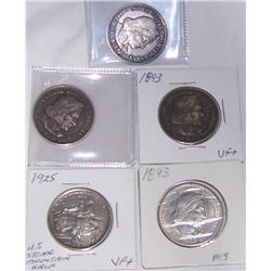 (5X The Bid) US Commemorative Halves. VF+ - MS Condition. 1925 Stone Mountain(1). 1893 Columbus(4)