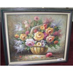 Still Life w/ Flowers. 24 x 29 F. Signed.