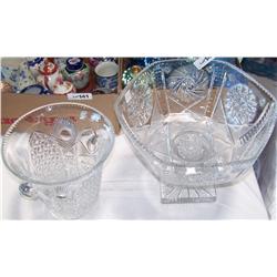 2 pc. Large Crystal Punch Bowls.